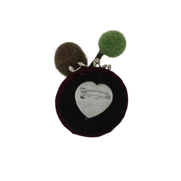 JEWELRY - BROOCH HANDMADE - METAL AND TEXTILE - BOUQUET В253 - 5.0x7.2cm NICKEL-CYCLAMEN (DARK)-BROWN - PACKAGE 6pcs.