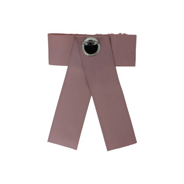 JEWELRY - BROOCH HANDMADE - METAL AND TEXTILE - RIBBON В296 - 10.7x14.0cm NICKEL-ROSE DUST-PINK (LIGHT) - PACKAGE 6pcs.