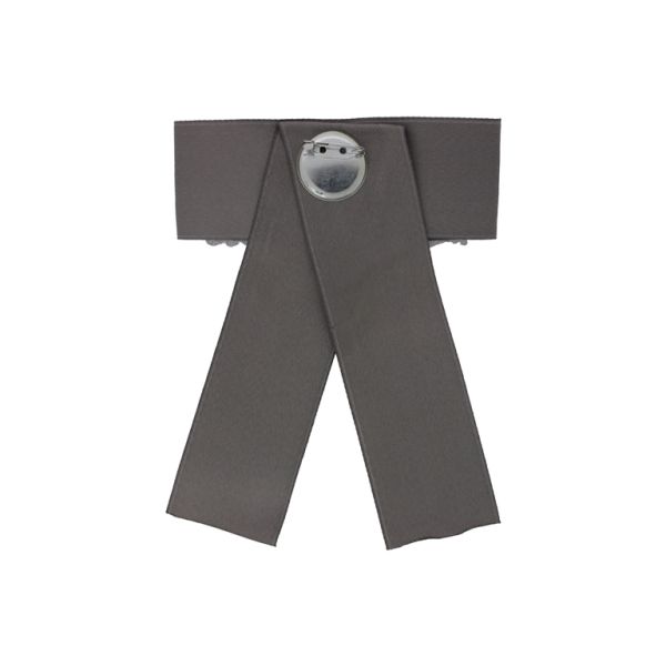 JEWELRY - BROOCH HANDMADE - METAL AND TEXTILE - RIBBON В296 - 10.7x14.0cm NICKEL-GRAY-GRAY (LIGHT) - 1pc.