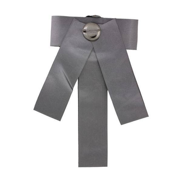 JEWELRY - BROOCH HANDMADE - METAL AND TEXTILE - RIBBON В297 - 12x21.5cm NICKEL-GRAY-GRAY (LIGHT) - PACKAGE 6pcs.