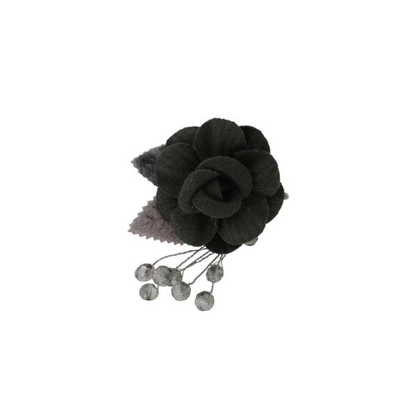 JEWELRY - BROOCH HANDMADE - METAL AND TEXTILE - ROSE В290 - 3.7x4.7cm NICKEL-GREEN MILITARY-ROSE DUST - 1pc.
