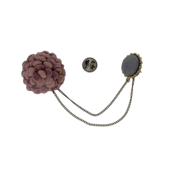 JEWELRY - BROOCH HANDMADE - METAL AND TEXTILE - FLOWER В254 - 3.3x3.3cm NICKEL-GOLD-ROSE DUST - PACKAGE 6pcs.