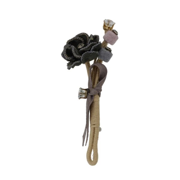 JEWELRY - BROOCH HANDMADE - ZIRCON - ROSES В247 - 5.1x9.4cm NICKEL-BROWN (LIGHT)-BEIGE - PACKAGE 6pcs.