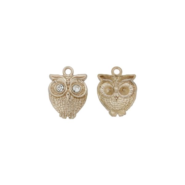 МЕТАЛНИ МЪНИСТА С КРИСТАЛИ - ВИСУЛКА - БУХАЛ 02 - 18х24х4мм ЗЛАТИСТО-БЯЛО - ПАКЕТ 30 бр. Отвор-2.4мм