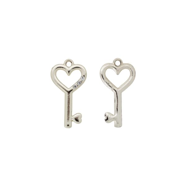 МЕТАЛНИ МЪНИСТА С КРИСТАЛИ - ВИСУЛКА - КЛЮЧ 02 - 16х30х2мм ЗЛАТИСТО-БЯЛО - 2 бр. Отвор-2.0мм