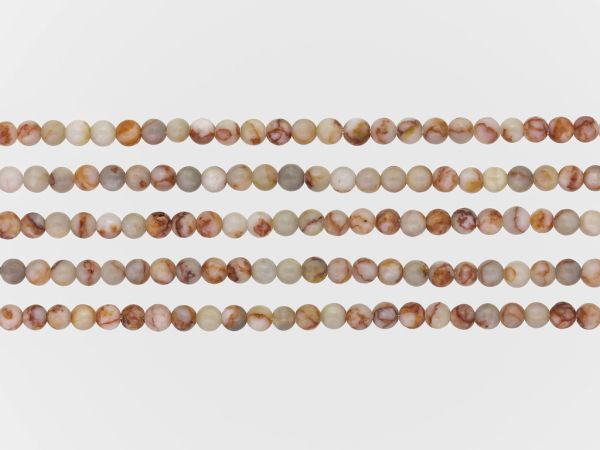 NATURAL STONE BEADS - JASPER RED ZEBRA - 4mm - PACKAGE (5x94pcs.) Hole-1.0mm