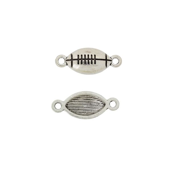 METAL BEADS - CONNECTING ELEMENT - 2 RINGS - AMERICAN FOOTBALL BALL 01 - 23x9x4mm NICKEL - 6pcs. Hole-1.8mm