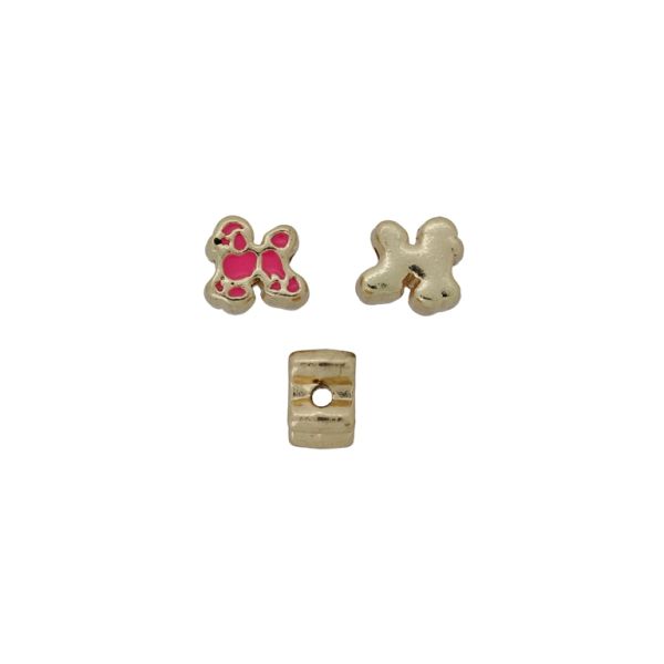METAL BEADS WITH ENAMEL - POODLE 02 - 10x9x6mm GOLD-PINK (DARK) - PACKAGE 50pcs. Hole-1.8mm