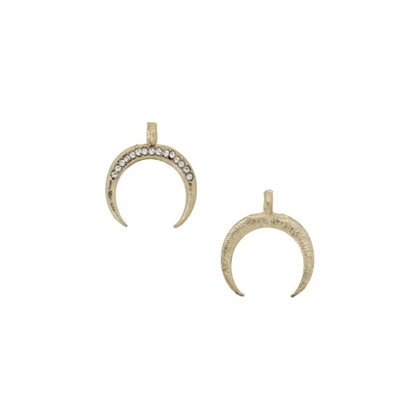 МЕТАЛНИ МЪНИСТА С КРИСТАЛИ - ВИСУЛКА - ЛУНА 05 - 18х21х2мм ЗЛАТИСТО-БЯЛО - 8 бр. Отвор-2.0мм