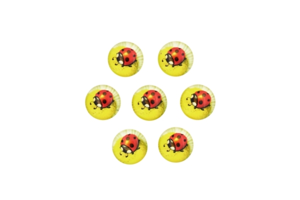 GLASS BEADS - CABOCHONS PATTERN - ROUND 12 MM - LADYBUG 01 - 25 pcs.