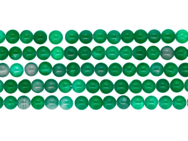 NATURAL STONE BEADS - AGATE GREEN - 8mm - PACKAGE (5x48pcs.) Hole-1.6mm