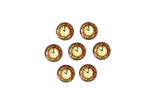 GLASS BEADS - CABOCHONS PATTERN - ROUND 12 MM - CLOCK - 25 pcs.