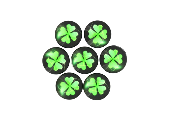 GLASS BEADS - CABOCHONS PATTERN - ROUND 16 MM - CLOVER - GREEN 01 - 25 pcs.