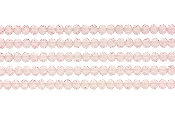 GLASS BEADS - FACETED RONDELLE CRYSTALS - 6x5mm - TRANSPARENT - PINK (LIGHT) 030В - PACKAGE (5x88pcs.) Hole-1.2mm