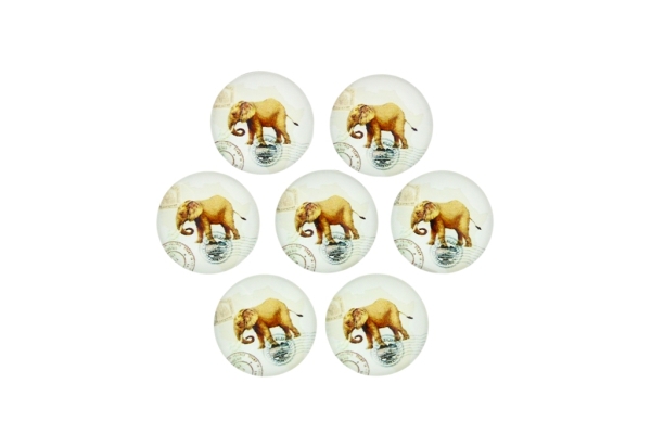 GLASS BEADS - CABOCHONS PATTERN - ROUND 16 MM - ANIMALS - ELEPHANT BROWN - 25 pcs.