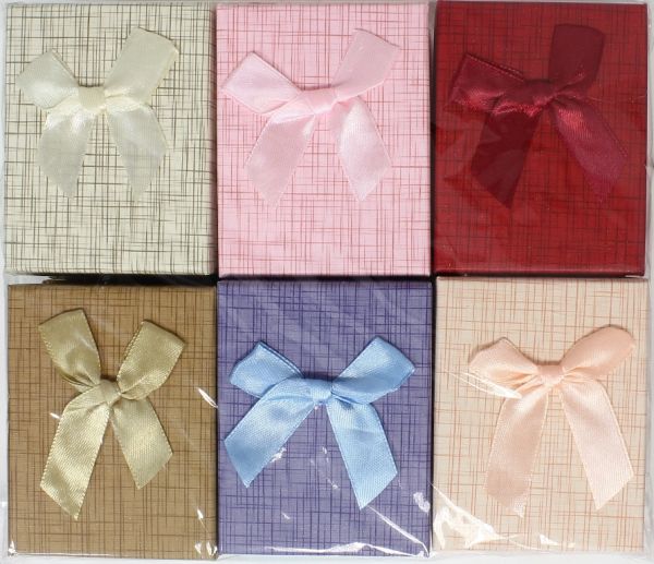 GIFT BOX FOR SET - 7x9x3cm - RIBBON 43 - MIX COLORS - PACKAGE 12pcs.