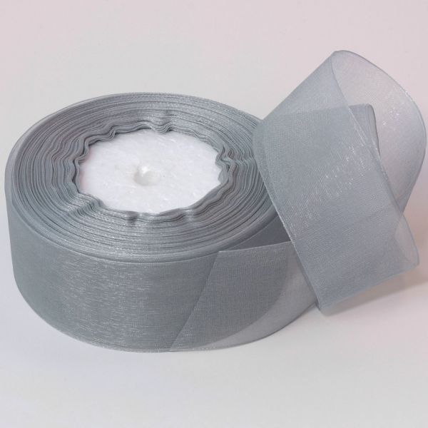 ORGANZA RIBBON 4.0cm - GRAY 059 - 50yards(45m)