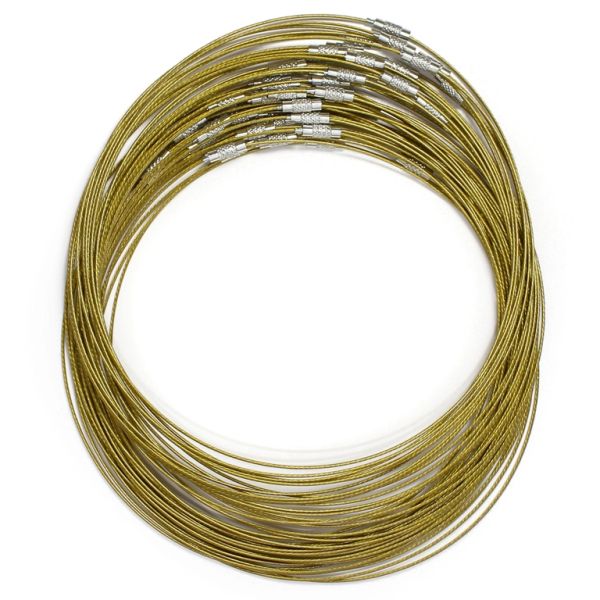 STRING WITH CLASP - STEEL CORD 1mm - NECKLACE - 145mm GOLD 04 - 5pcs.