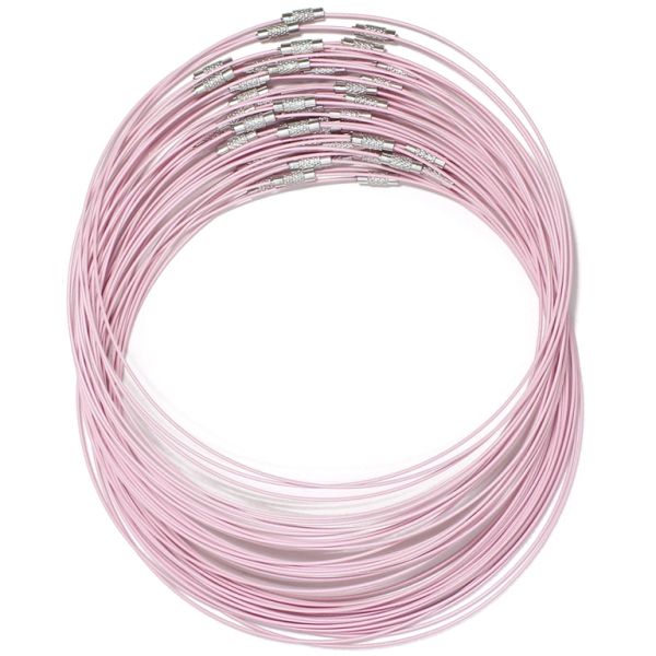 STRING WITH CLASP - STEEL CORD 1mm - NECKLACE - 145mm PURPLE (LIGHT) - 5pcs.