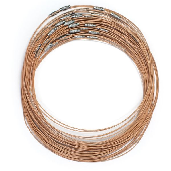 STRING WITH CLASP - STEEL CORD 1mm - NECKLACE - 145mm ORANGE (LIGHT) - 5pcs.