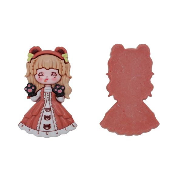 PLASTIC BEADS - RESIN 3D - FOR GLUING - GIRL 43 - 39x62x12mm BEIGE-PEACH (DARK)-WHITE - PACKAGE 10pcs.