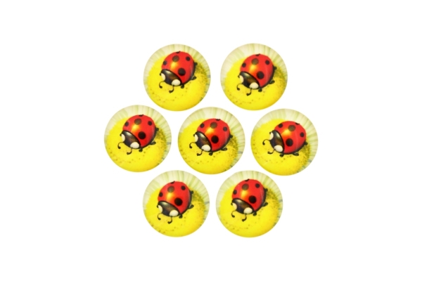 GLASS BEADS - CABOCHONS PATTERN - ROUND 16 MM - LADYBUG 01 - 25 pcs.