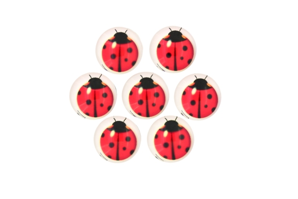 GLASS BEADS - CABOCHONS PATTERN - ROUND 16 MM - LADYBUG 02 - 25 pcs.