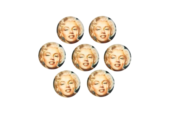 GLASS BEADS - CABOCHONS PATTERN - ROUND 16 MM - MARILYN 03 - 25 pcs.