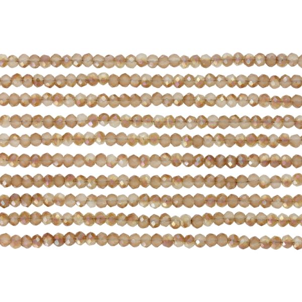 GLASS BEADS - FACETED RONDELLE CRYSTALS - 2.5x2mm - UV - BEIGE 076А - PACKAGE (10x166pcs.) Hole-0.8mm