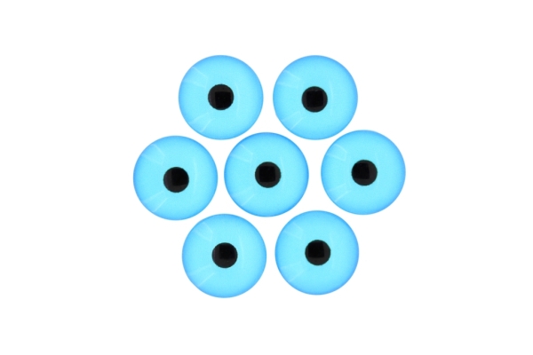 GLASS BEADS - CABOCHONS PATTERN - ROUND 16 MM - EYE - BLUE (LIGHT) - 25 pcs.