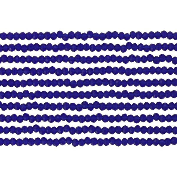 GLASS BEADS - FACETED RONDELLE CRYSTALS - 2.5x2mm - TRANSPARENT - BLUE (DARK) 005А - PACKAGE (10x166pcs.) Hole-0.8mm
