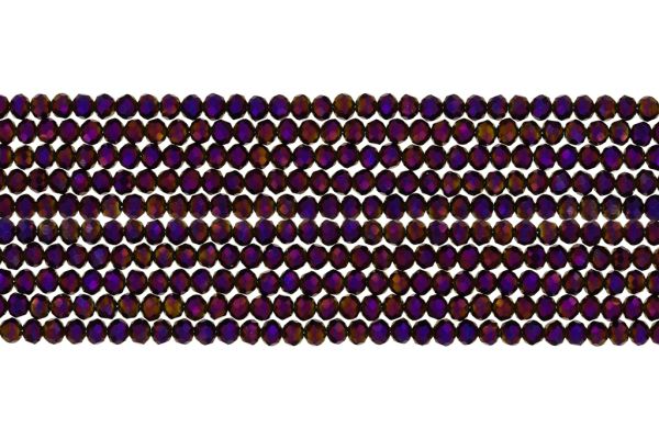 GLASS BEADS - FACETED RONDELLE CRYSTALS - 3x2mm - METALLIC - PURPLE 115А - PACKAGE (10x126pcs.) Hole-0.8mm