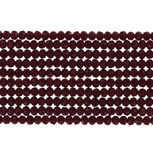 GLASS BEADS - FACETED RONDELLE CRYSTALS - 3x2mm - OPAQUE - BORDEAUX (DARK) 067А - PACKAGE (10x126pcs.) Hole-0.8mm