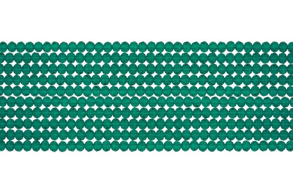 GLASS BEADS - FACETED RONDELLE CRYSTALS - 3x2mm - TRANSPARENT - TURQUOISE GREEN 023А - (126pcs.) Hole-0.8mm
