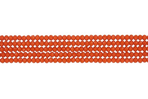 GLASS BEADS - FACETED RONDELLE CRYSTALS - 4x3mm - OPAQUE - ORANGE 064А - PACKAGE (5x128pcs.) Hole-1.0mm