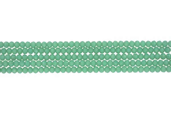 GLASS BEADS - FACETED RONDELLE CRYSTALS - 4x3mm - OPAQUE - TURQUOISE GREEN 055С - (128pcs.) Hole-1.0mm