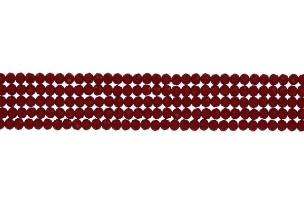 GLASS BEADS - FACETED RONDELLE CRYSTALS - 4x3mm - OPAQUE - RED 105А - PACKAGE (5x128pcs.) Hole-1.0mm