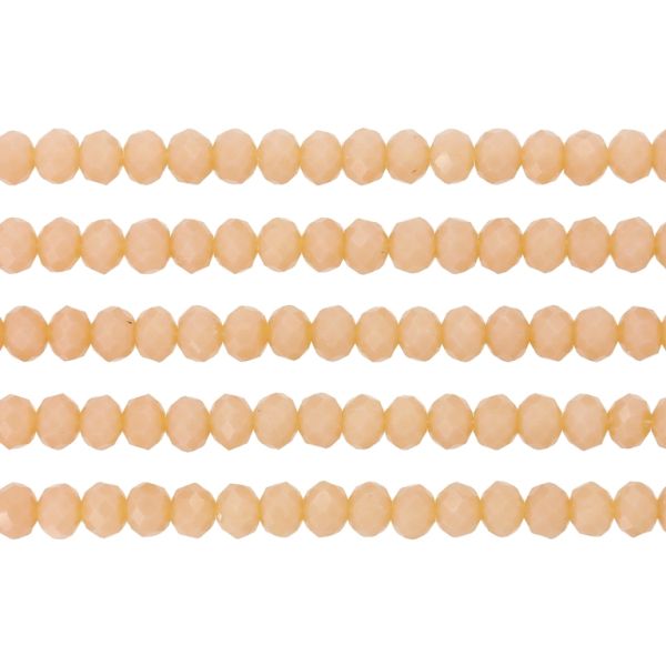 GLASS BEADS - FACETED RONDELLE CRYSTALS - 6x5mm - MILKY - CREAM (DARK) 131 - (88pcs.) Hole-1.2mm