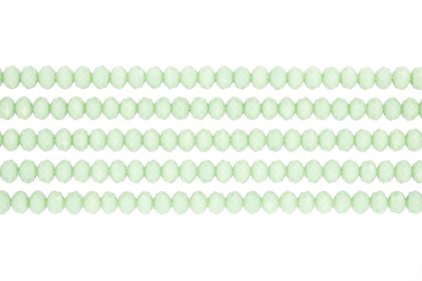 СТЪКЛЕНИ МЪНИСТА - КРИСТАЛИ - 6х5мм - ПЛЪТНИ - ЗЕЛЕНО СВ. 053В - (88 бр.) Отвор-1.2мм