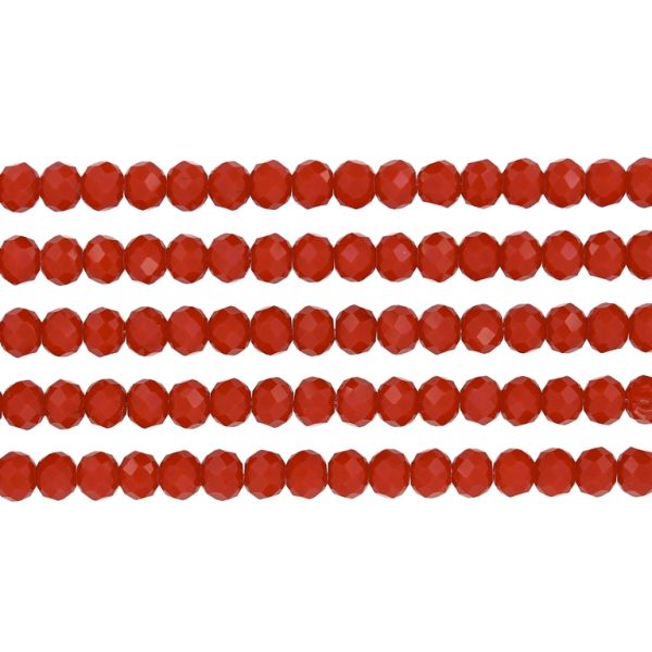 GLASS BEADS - FACETED RONDELLE CRYSTALS - 6x5mm - OPAQUE - RED (LIGHT) 065В - PACKAGE (5x88pcs.) Hole-1.2mm