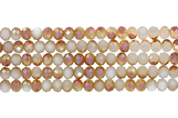 GLASS BEADS - FACETED RONDELLE CRYSTALS - 8x6mm - UV - BEIGE 076А - PACKAGE (5x66pcs.) Hole-1.5mm