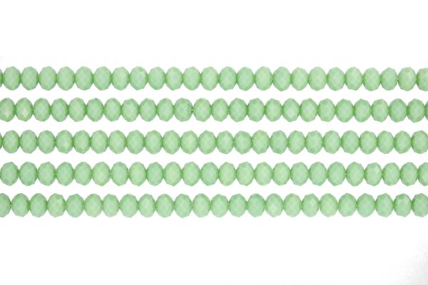 GLASS BEADS - FACETED RONDELLE CRYSTALS - 8x6mm - OPAQUE - GREEN (LIGHT) 053Е - PACKAGE (5x66pcs.) Hole-1.5mm