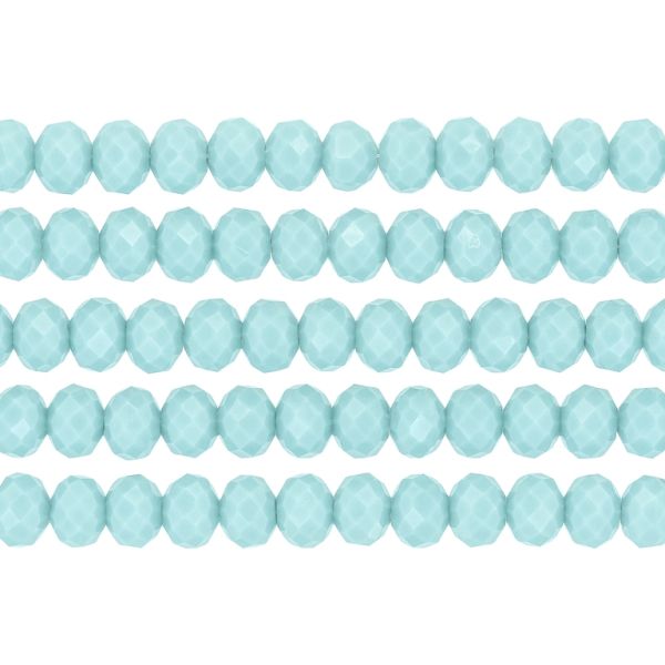 GLASS BEADS - FACETED RONDELLE CRYSTALS - 8x6mm - OPAQUE - TURQUOISE BLUE 054В - PACKAGE (5x66pcs.) Hole-1.5mm
