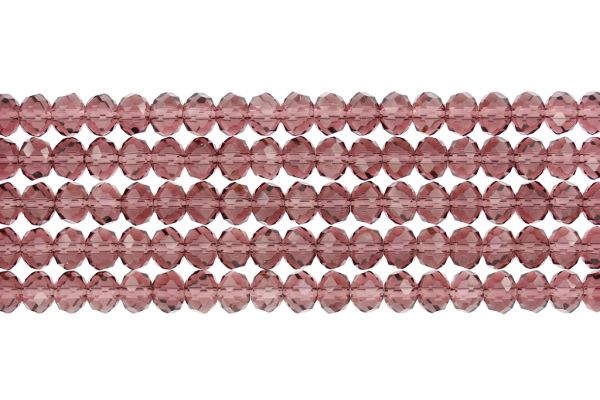 GLASS BEADS - FACETED RONDELLE CRYSTALS - 8x6mm - TRANSPARENT - PURPLE 012 - (66pcs.) Hole-1.5mm
