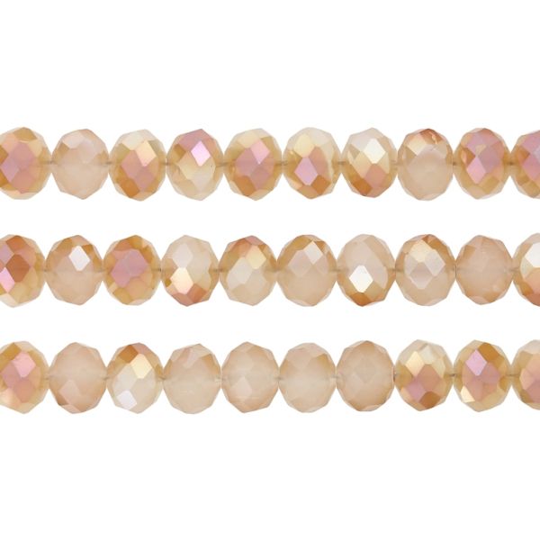 GLASS BEADS - FACETED RONDELLE CRYSTALS - 10x8mm - UV - BEIGE 076А - (70pcs.) Hole-1.5mm