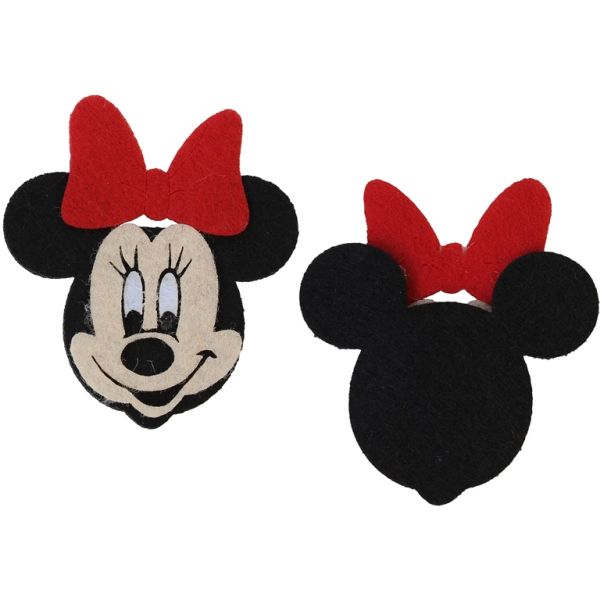 TEXTILE BEADS - FELT - MINNIE MOUSE 01 - 80x90mm BLACK AND RED - PACKAGE 10pcs.