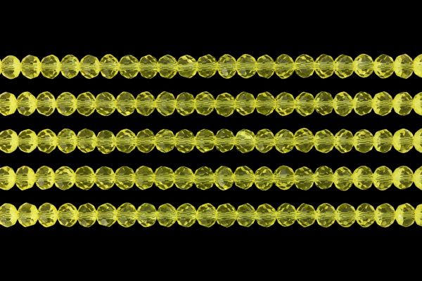GLASS BEADS - FACETED RONDELLE CRYSTALS - 6x5mm - TRANSPARENT - YELLOW 029А - PACKAGE (5x88pcs.) Hole-1.2mm