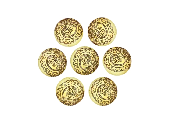 GLASS BEADS - CABOCHONS PATTERN - ROUND 16 MM - FIGURE - BROWN - 25 pcs.