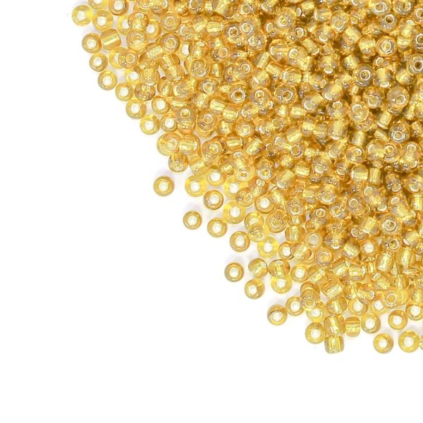 СТЪКЛЕНИ МЪНИСТА СИНЦИ - ТОПЧЕ 2мм - СРЕБРИСТА НИШКА - ЗЛАТИСТО СВ. 22AN - 50 гр. Отвор-0.8мм