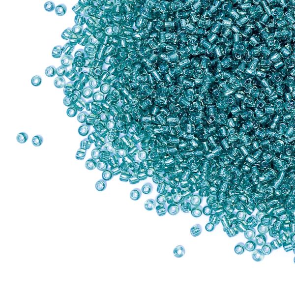 СТЪКЛЕНИ МЪНИСТА СИНЦИ - ТОПЧЕ 2мм - СРЕБРИСТА НИШКА - СИНЬО СВ. 23BN - 50 гр. Отвор-0.8мм